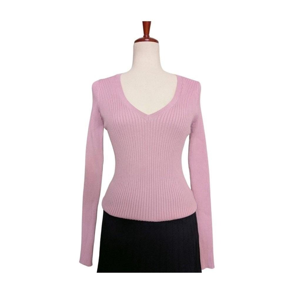 NWT The Kooples Dusty Pink Ribbed V-Neck Sweater Size Medium